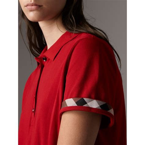 burberry check trim stretch cotton piqué polo shirt|mr porter checked polo shirt.